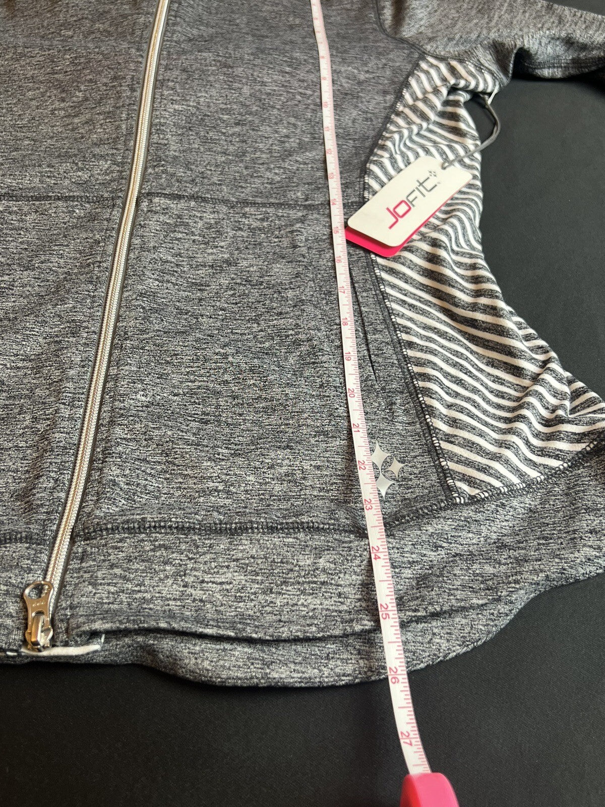 JOFIT Women’s Hoodie GRAY w/white GOLF JACKET Sz S STRETCH (51)