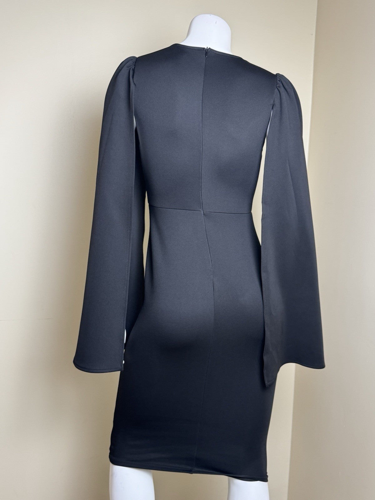 Women's Black Flared Sleeves Dress Sz S. (B.168)