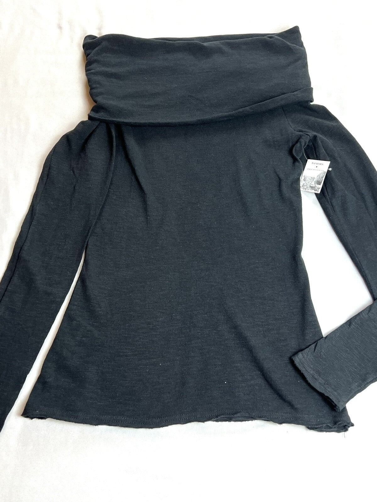 Banjara Women’s Sz XS Top Pullover Sweater Cotton Black Long Sleeve NWT