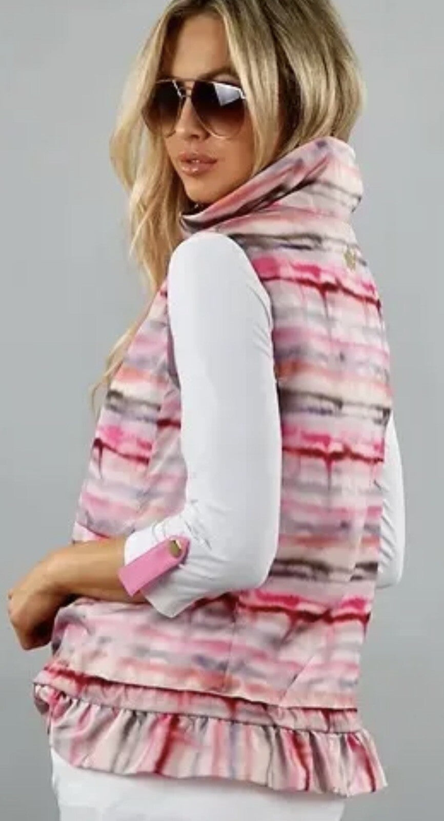 Brendratti Linea Full Zip Pink Sunset Vest Ladies Ital 46 Us L NWT Golf (51)