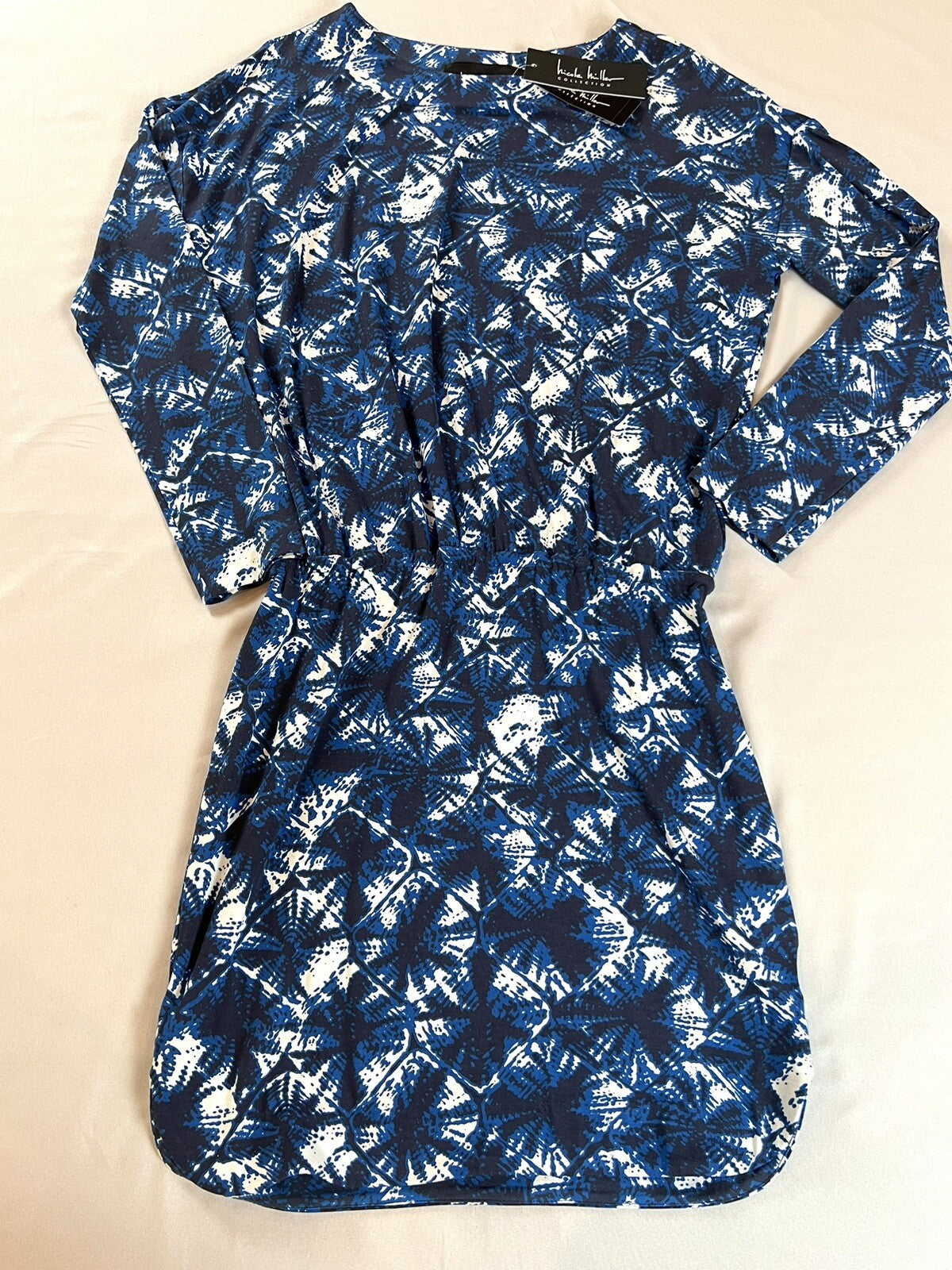 $310 Nicole Miller Women's Long Sleeve Dress Blue Sz M