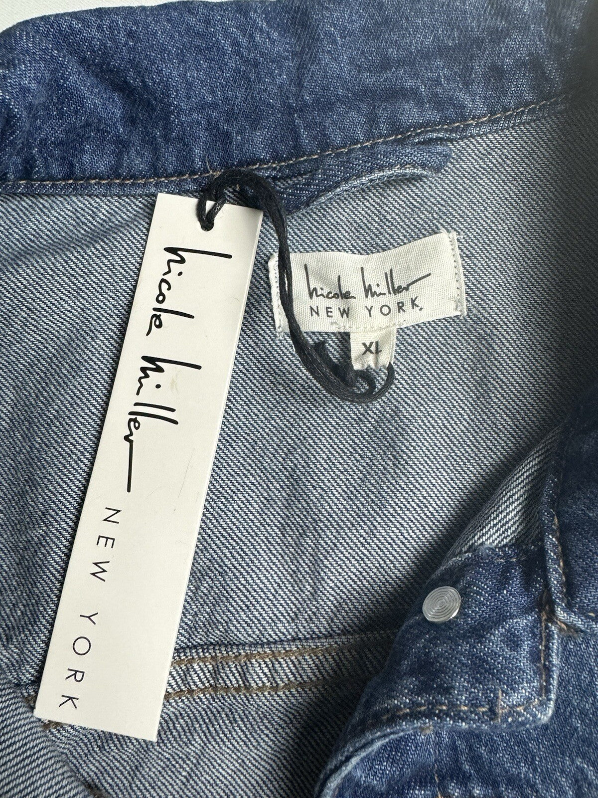 $99 Nicole Miller Women's Blue Jean Jacket Sz XL (B.90)