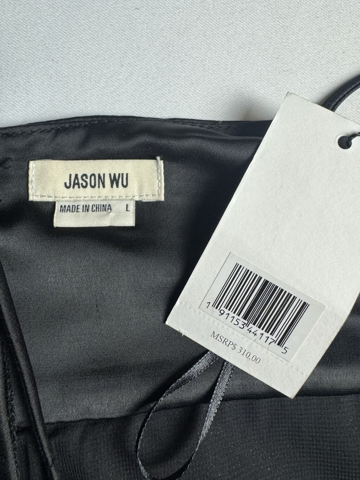 $310 Jason Wu Black Satin Slit Cocktail Party Dress Sz L. (B.169)