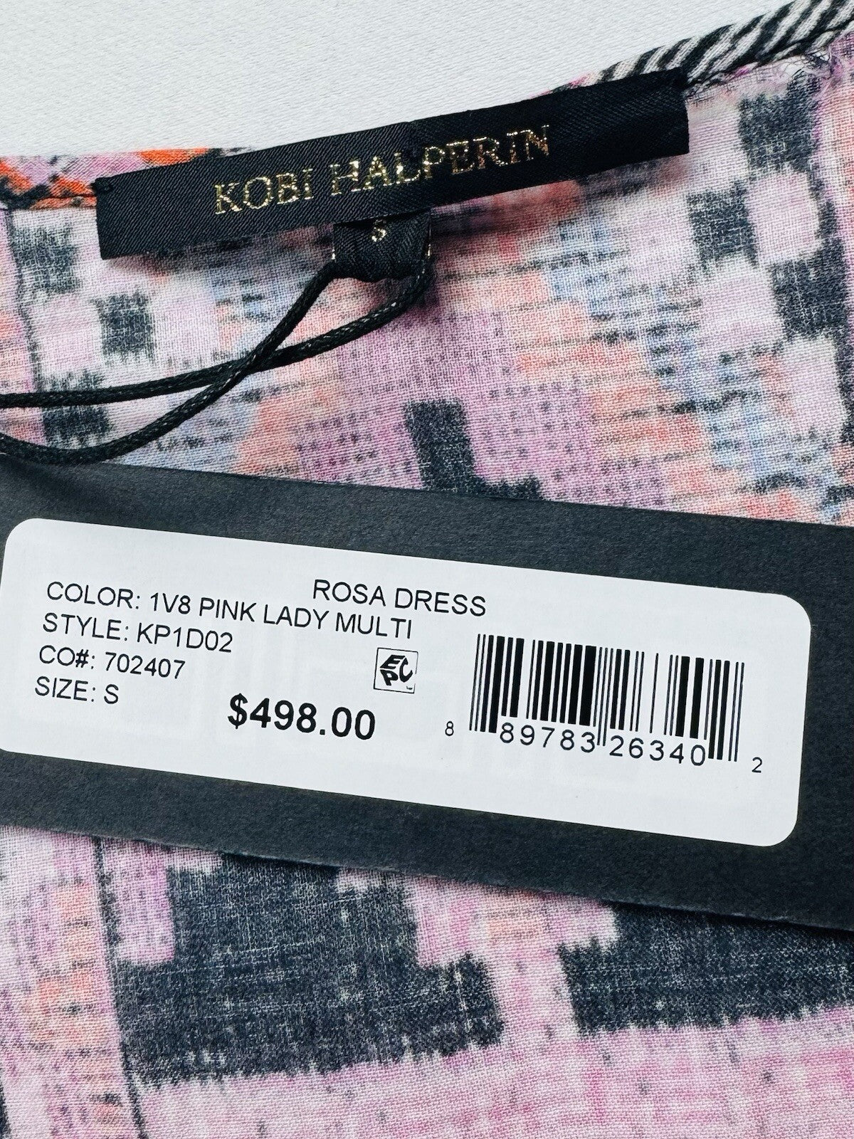 $498 Kobi Halperin Women's Pink Multi Dress Sz S (B.38)