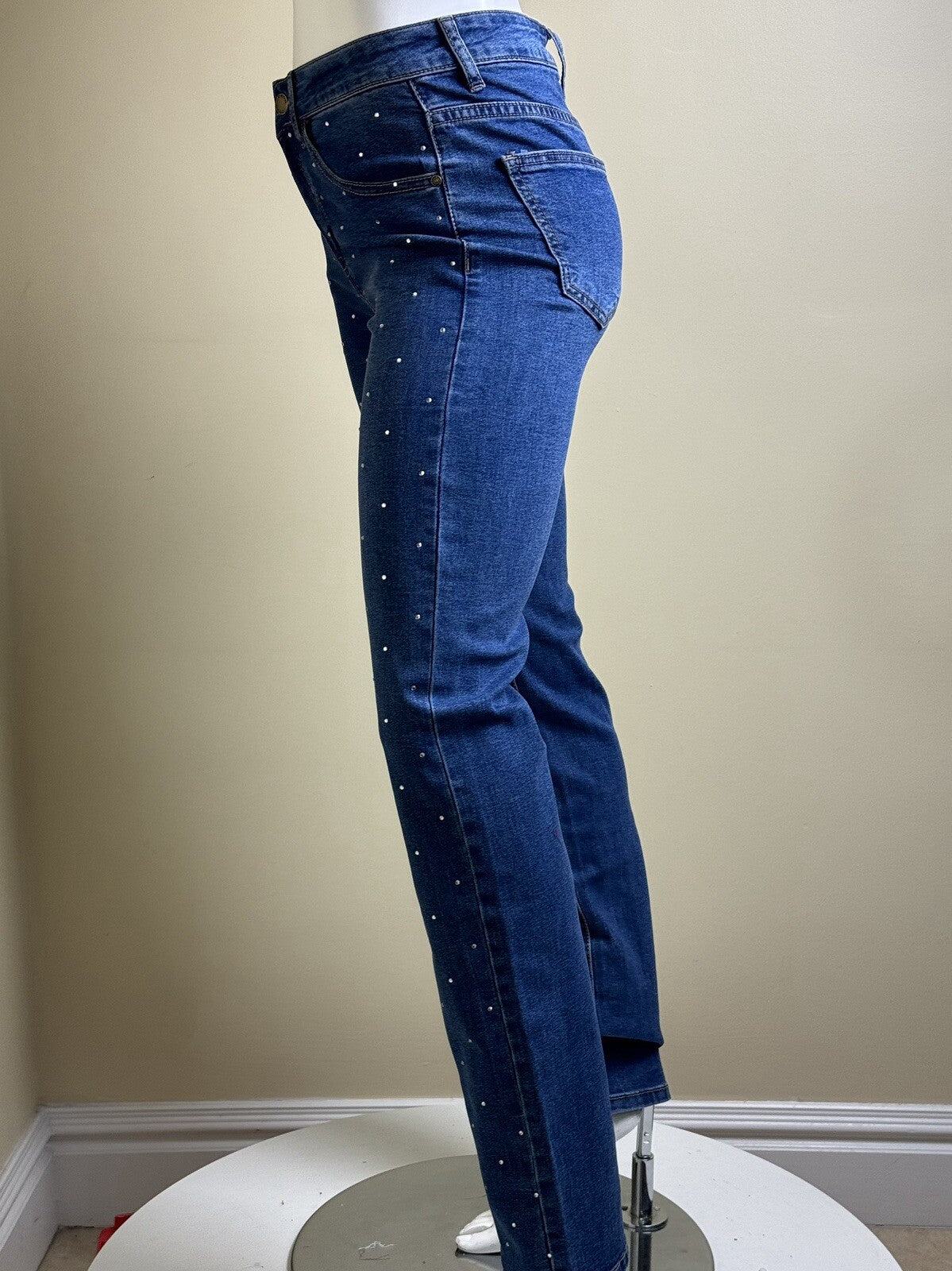 $89 Bebe Rhinestone Blue Jeans Women's Sz 4/27 (B.115)