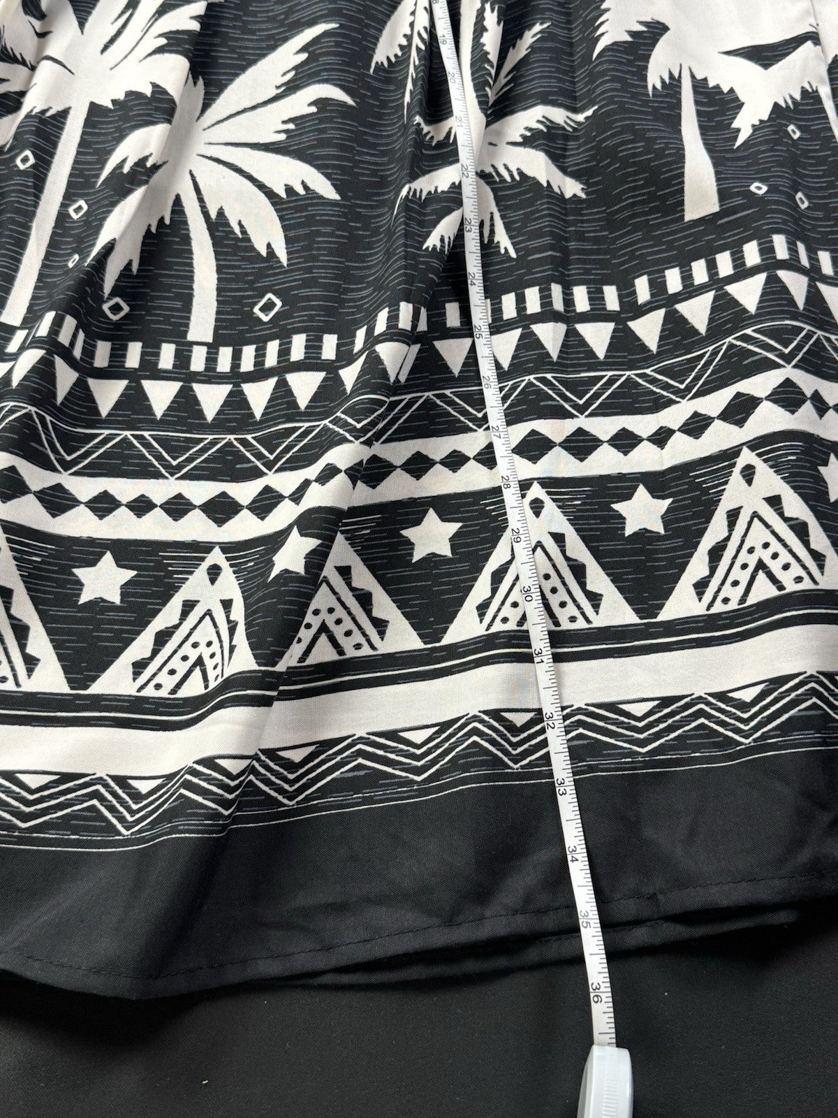 Gypsie Blu Boho Maxi Skirt Ivory Black Mandala Sz L Elastic Waist (B.082)