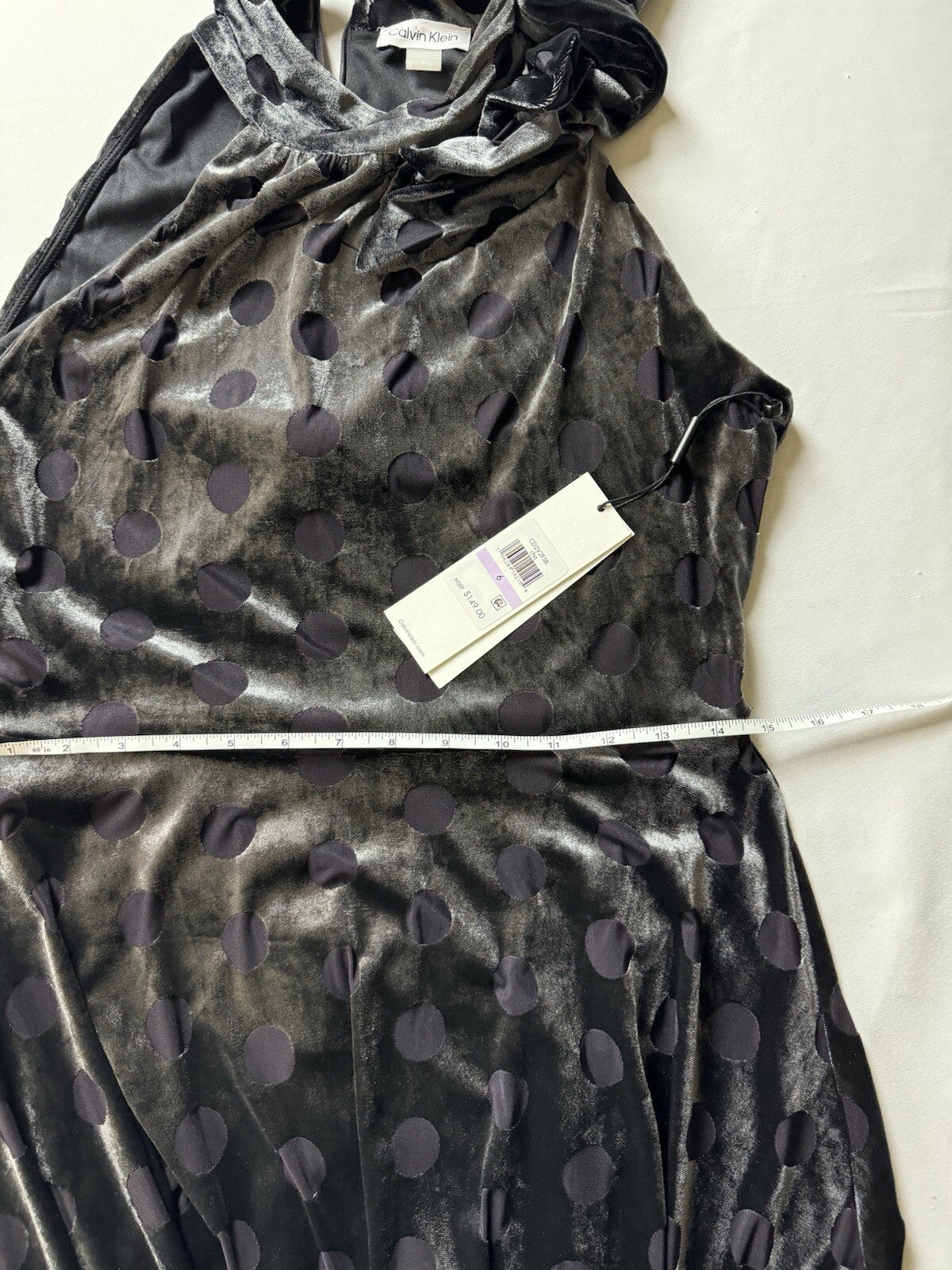 $149 Calvin Klein Women's Gray Polka Dots Dress Sz 6. (B.103)