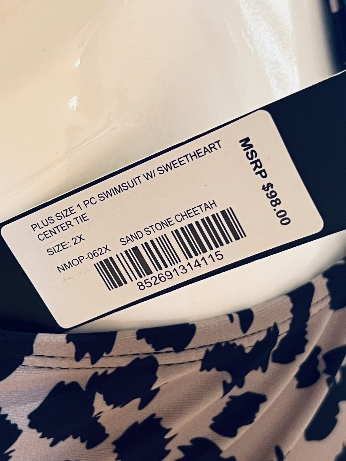 $98 Nicole Miller One Pc Swimsuit Leopard Print Sz 2X