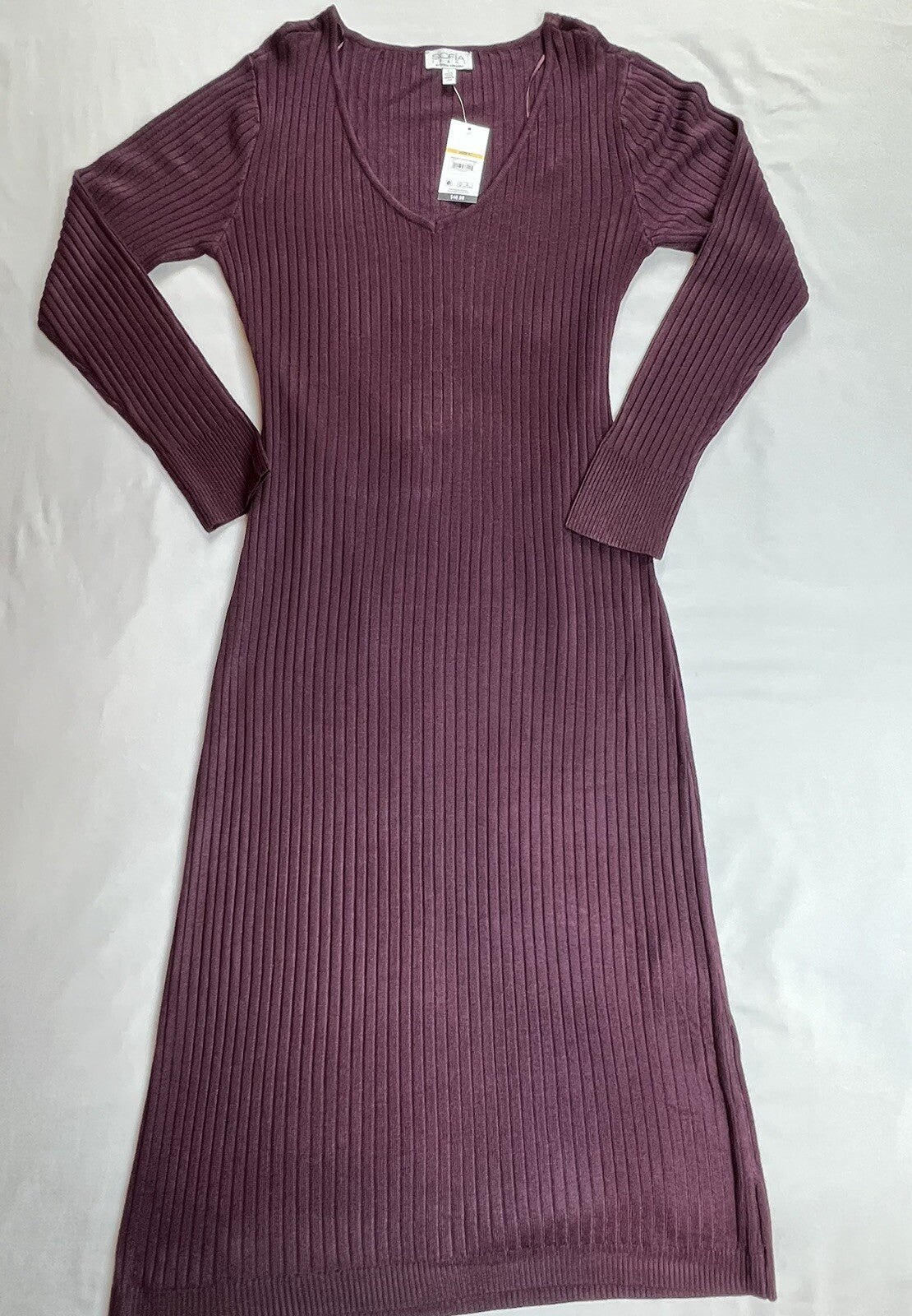 WOMEN'S SOFIA VERGARA BACK TWIST SWEATER DRESS Sz L Marron