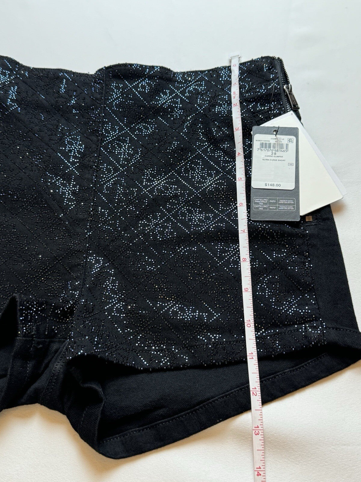 $148 Guess Women's Blue Rhinestone Black Shorts Sz 28. (B.173)