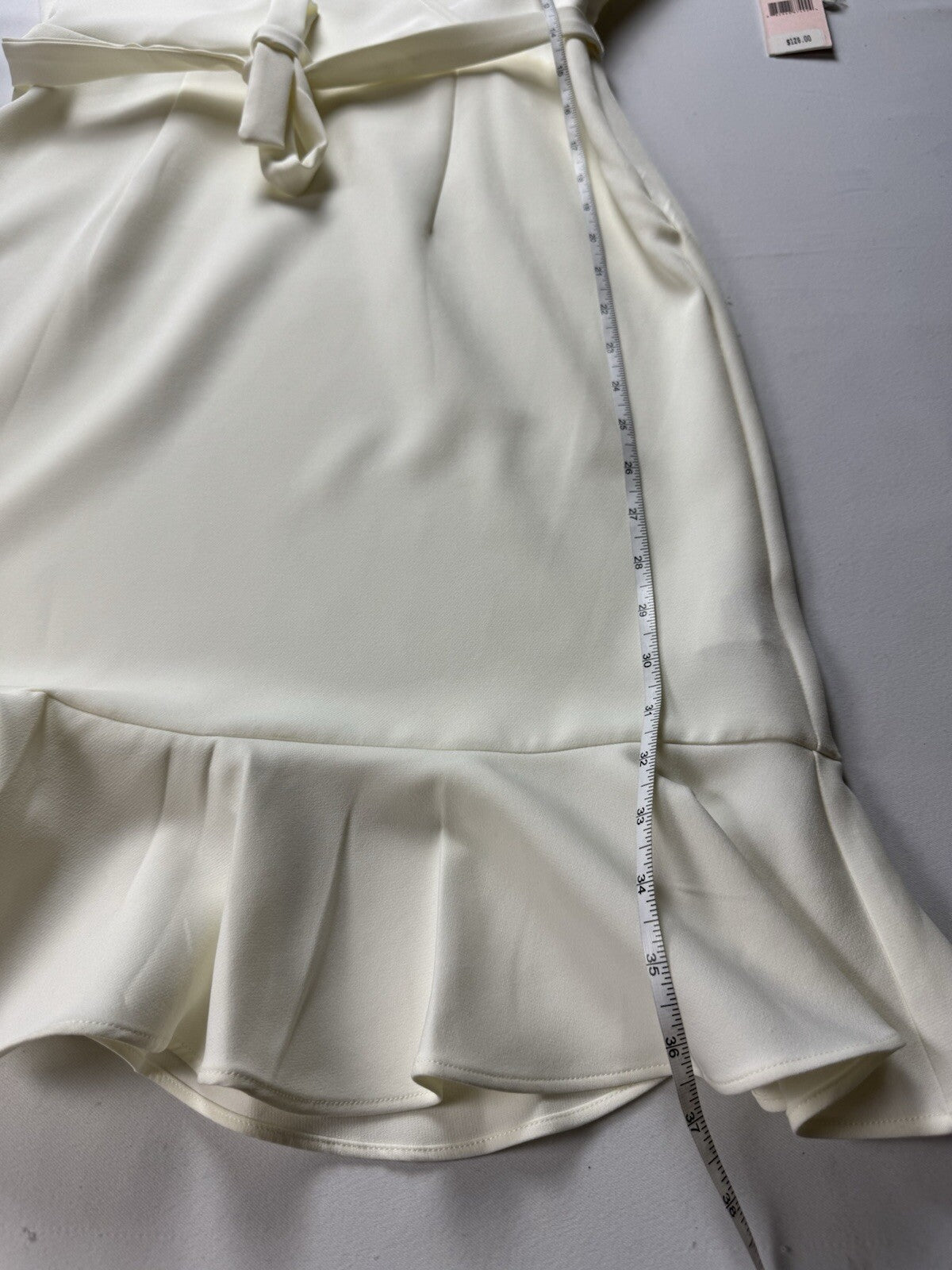 $128 NANETTE LEPORE Ivory Belted Dress Sz 4 (B.140)