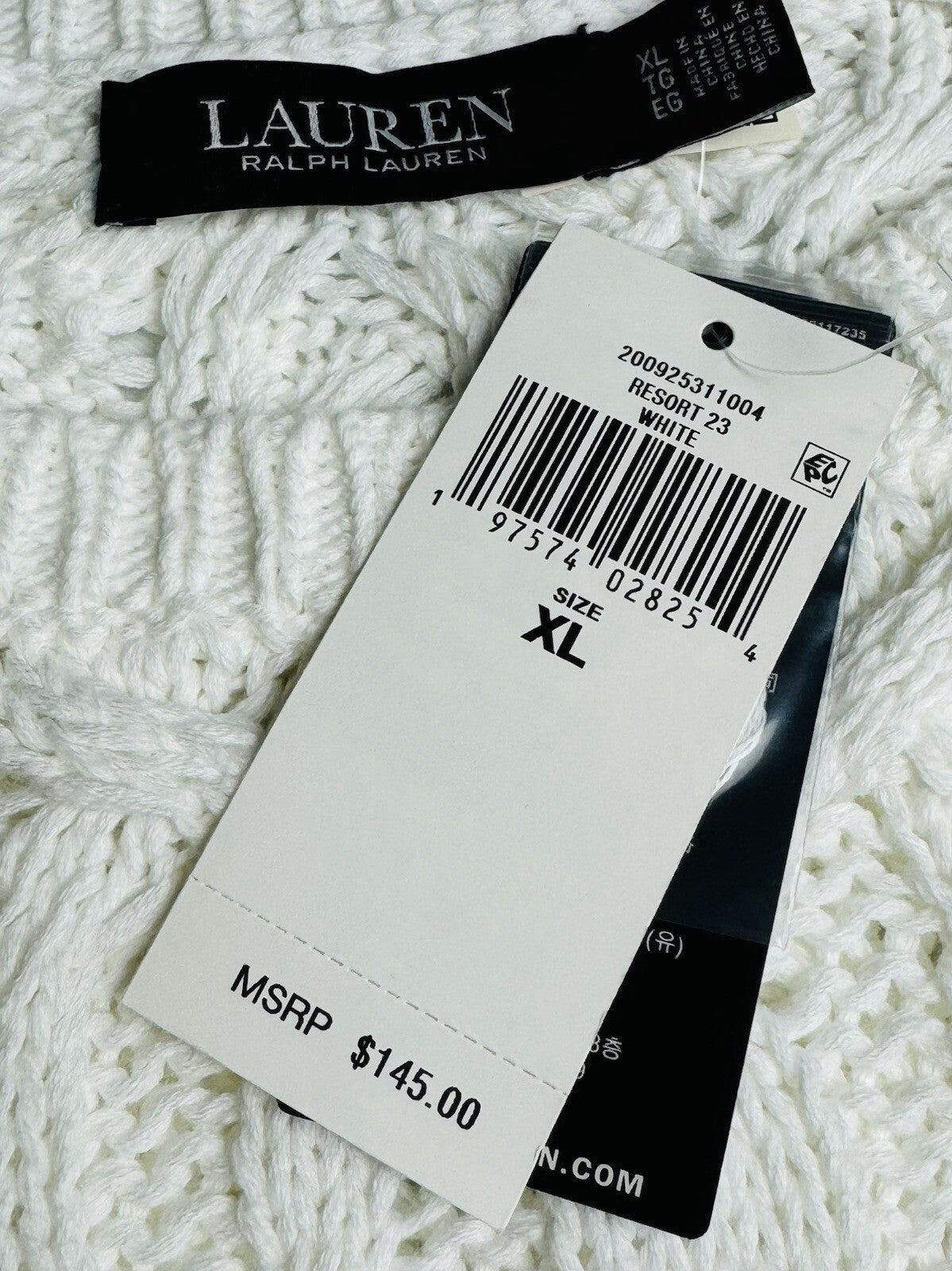 $145 Lauren Ralph Lauren Women's Crochet Sweater Sz XL. (B.91)