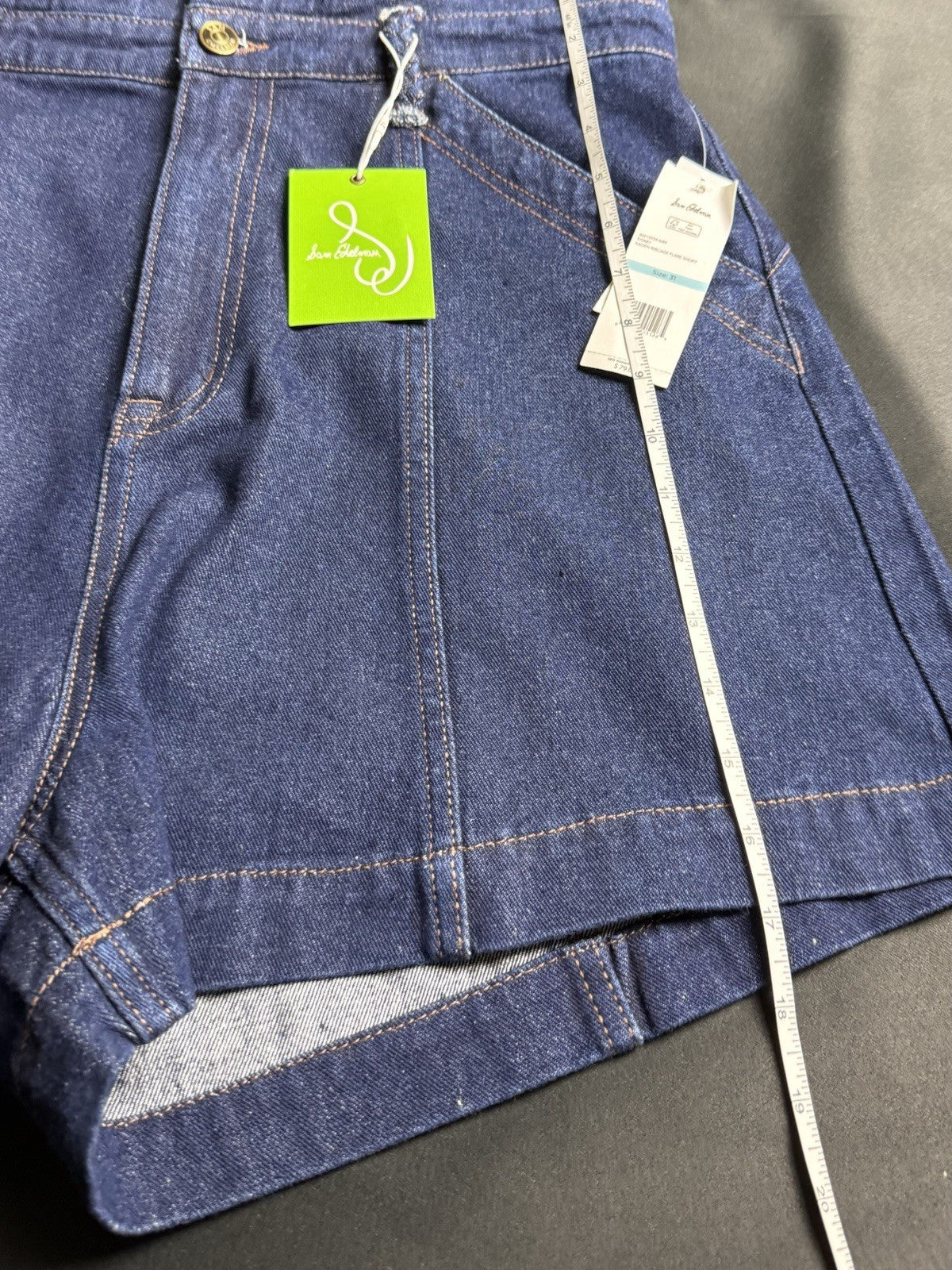 $79 Sam Edelman Sydney Kaden Ribcage Flared Blue Jean Shorts Sz L/31
