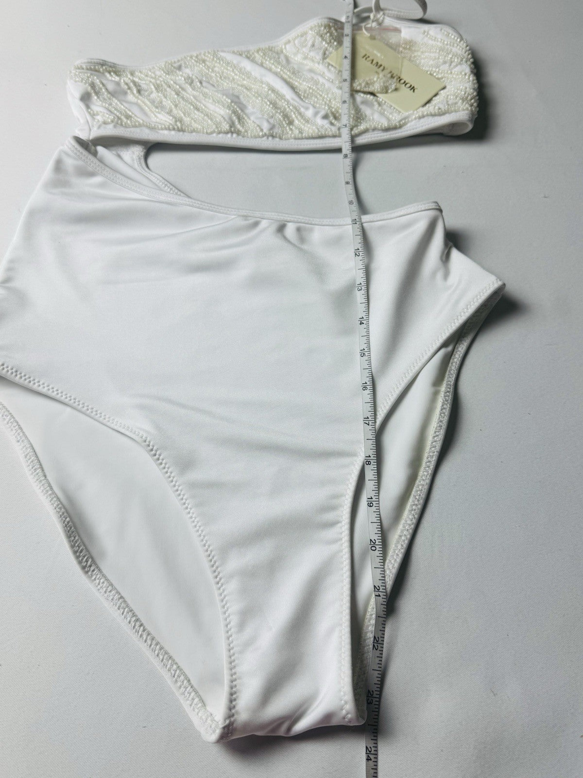 $238 Ramy Brook Jamie Asymmetric One Piece Beaded Swimsuit Sz S. (B.151/2)
