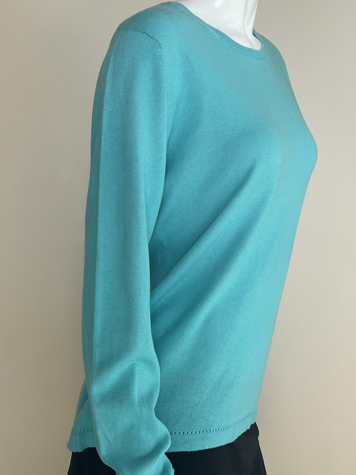 Caroline Grace Women’s Aqua Green Pullover Sweater Sz L —(18)