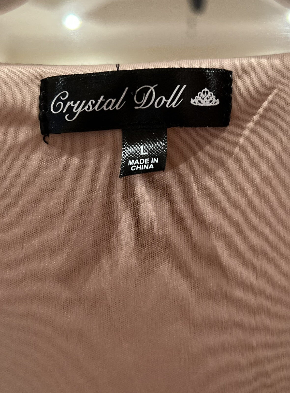 Crystal Doll Women’s 2 Piece Long Sleeve Top Skirt Sparkly Silver-Gold Size L