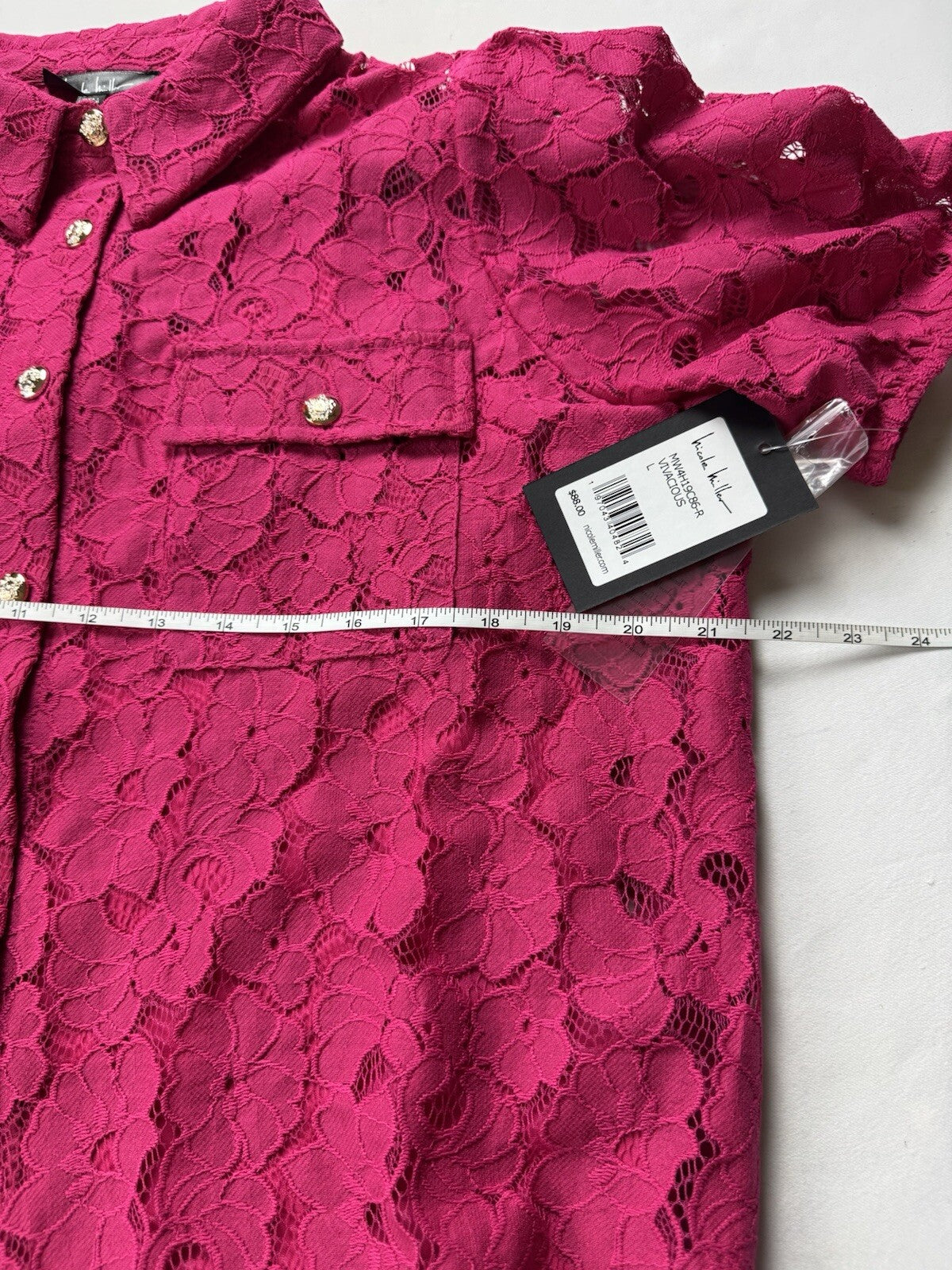 $88 Nicole Miller Women’s Lace Blouse Top Sz L (B.135)
