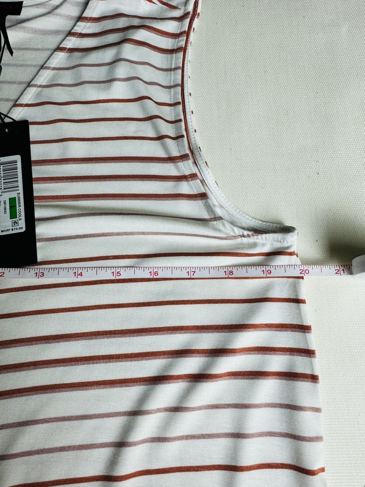 $75 Donna Karan Blouse Striped Top Sz L (B.67)