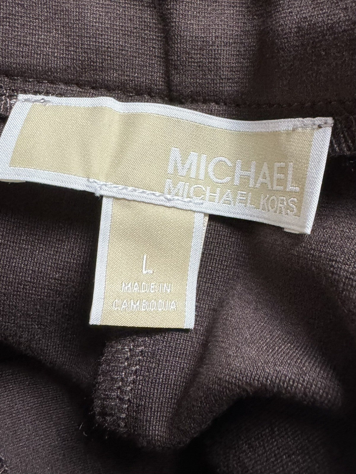 $110 Michael Kors Women's Brown W/Gold Chains Dress Pants Size L. (61)