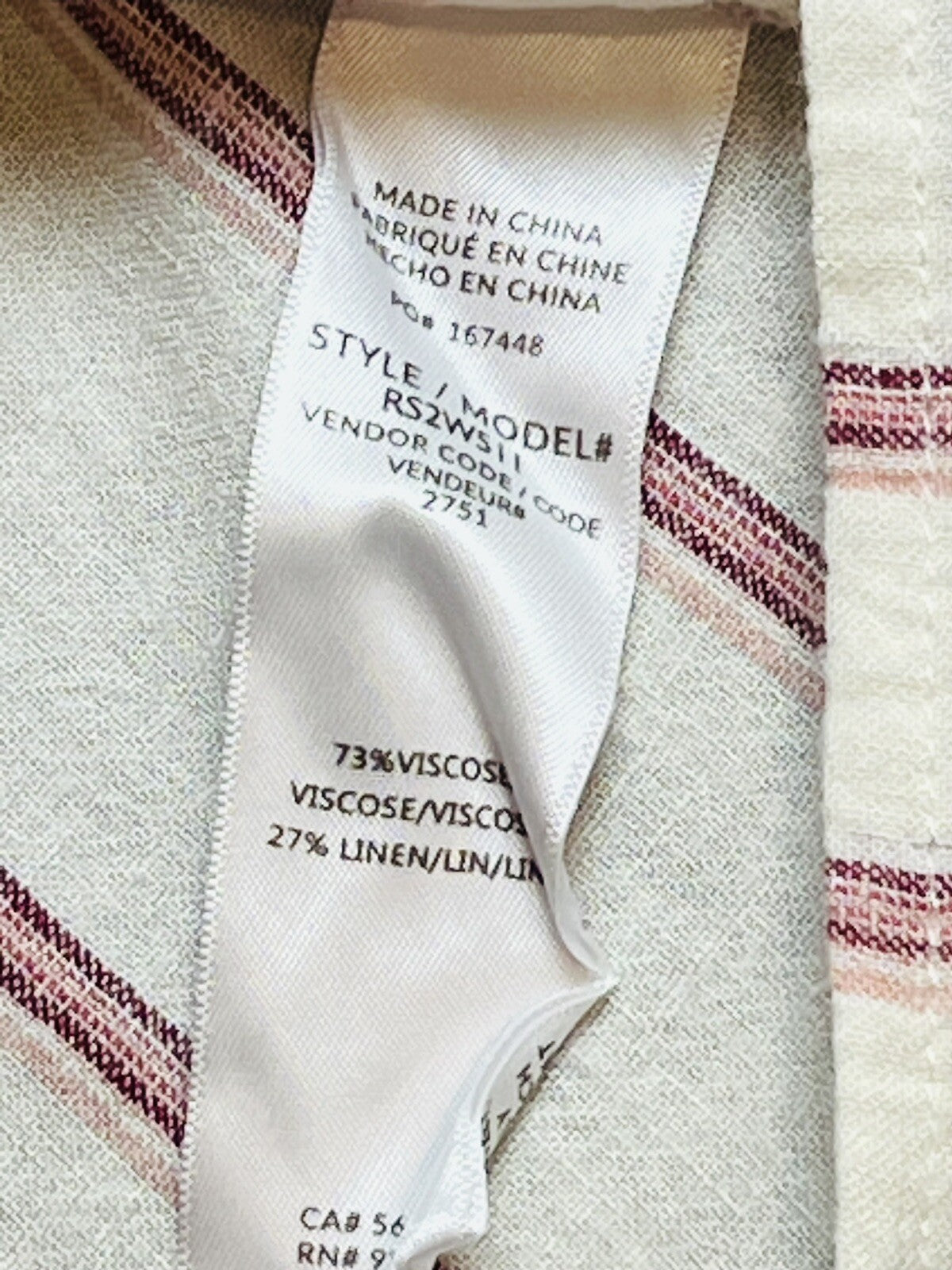 Splendid Women’s Long Sleeve Top Ivory Red Striped Size XS (4)