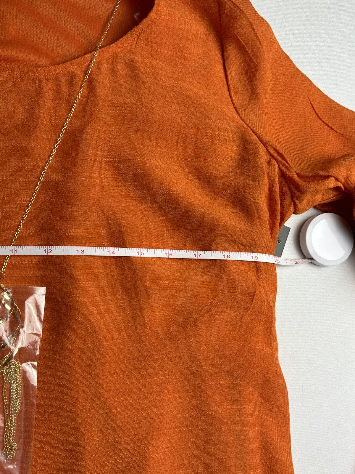 Tacera Women's Orange Dress with Necklace Sz M. (78)