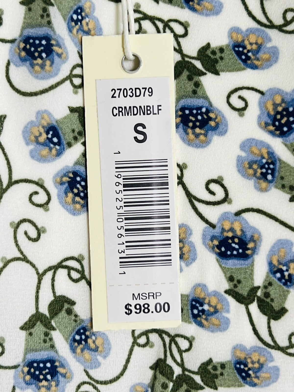 $98 Max Studio Women’s Top Sz S Blouse Shirt White Floral Blue (B.01)
