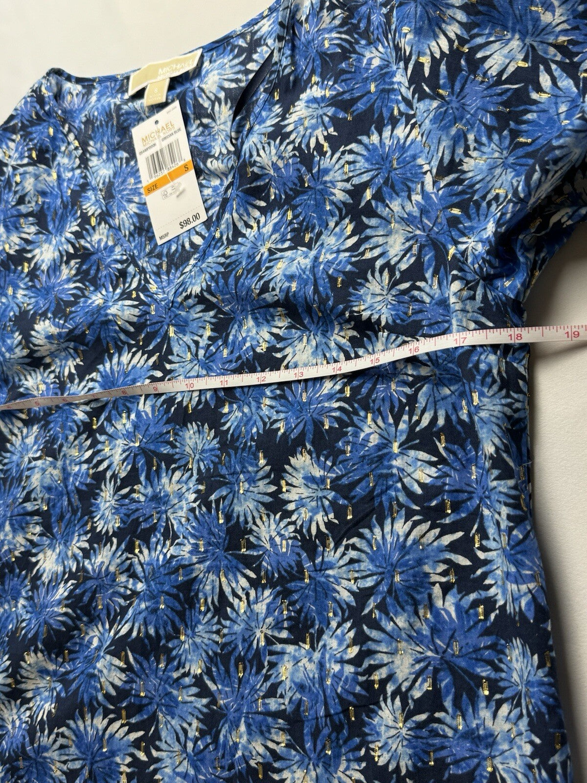 $98 Michael Kors Women’s Top Blue Blouse Sz S. (B.53)