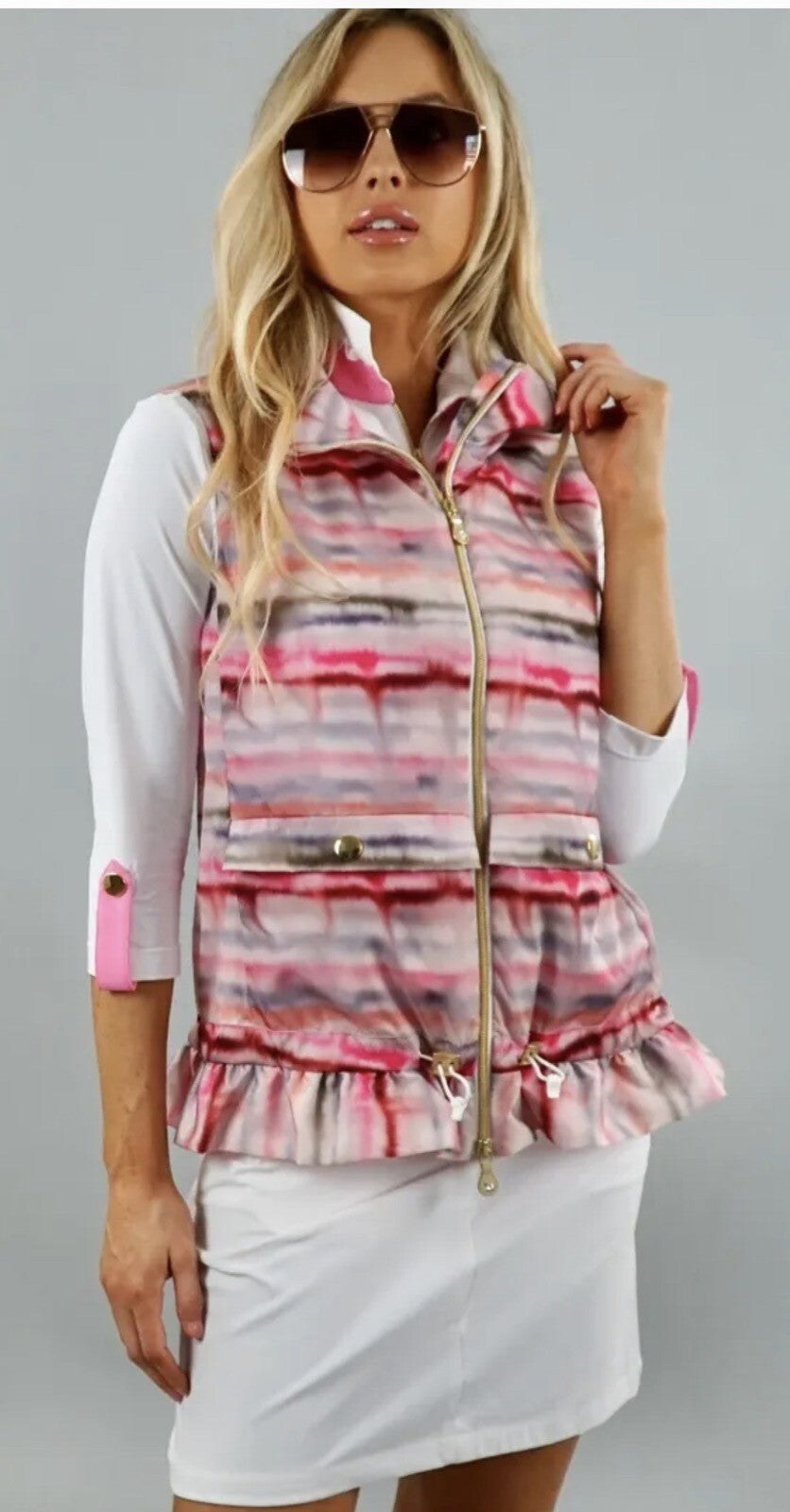Brendratti Linea Full Zip Pink Sunset Vest Ladies Ital 46 Us L NWT Golf (51)