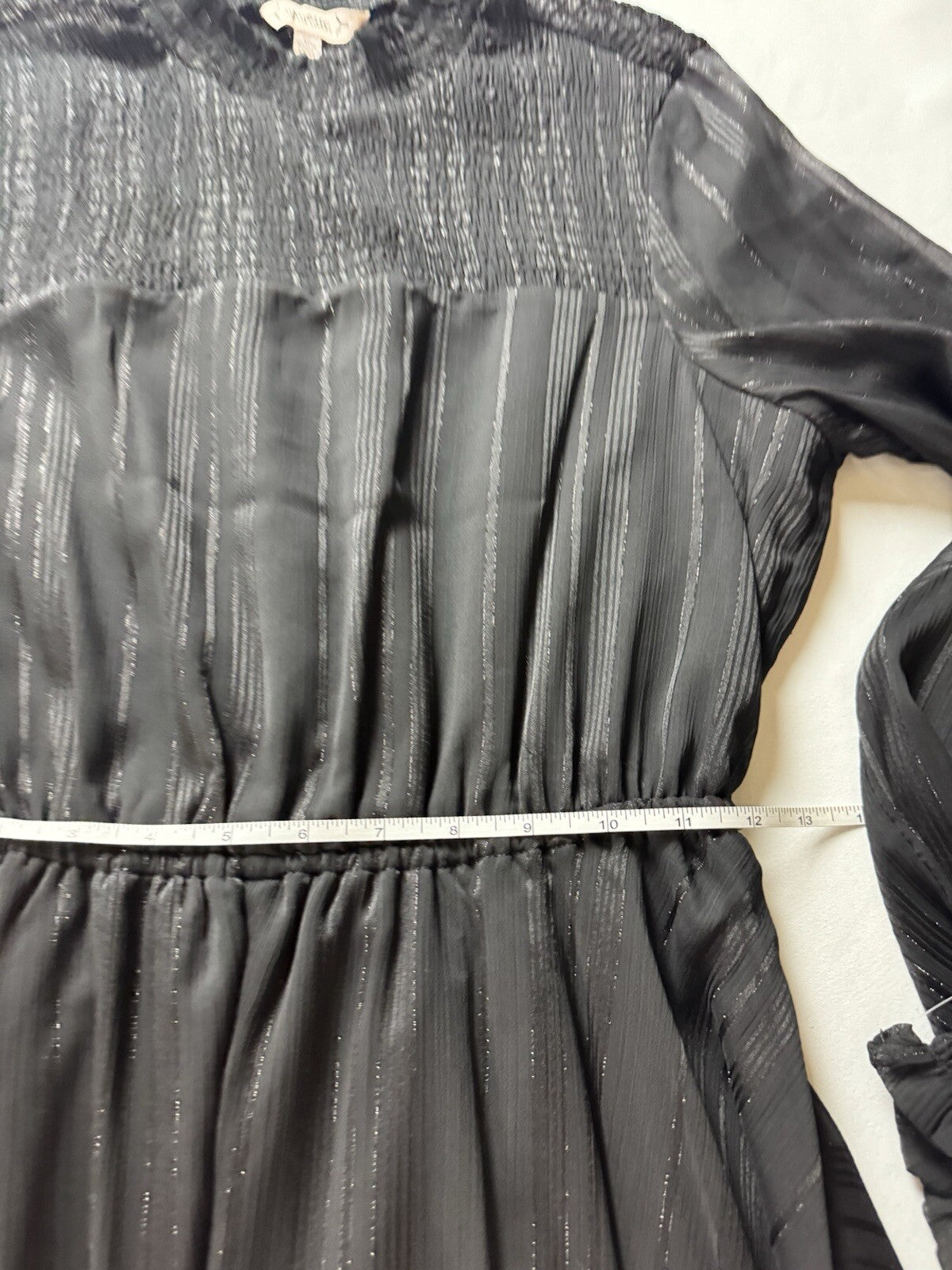 $168 NANETTE LEPORE Pleaded Black Dress Sz 10 (B.124)
