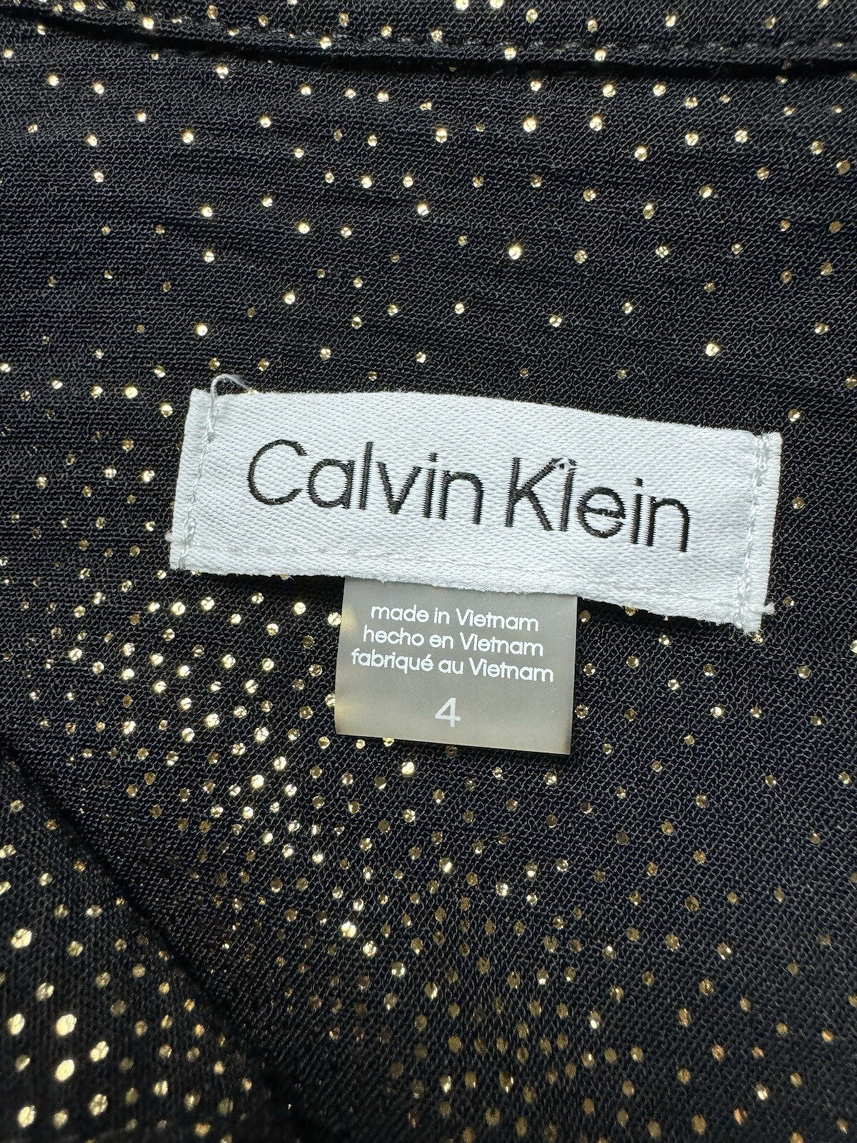 $134 Calvin Klein Women's Black w/Gold Dress Sz 4 (B.117)