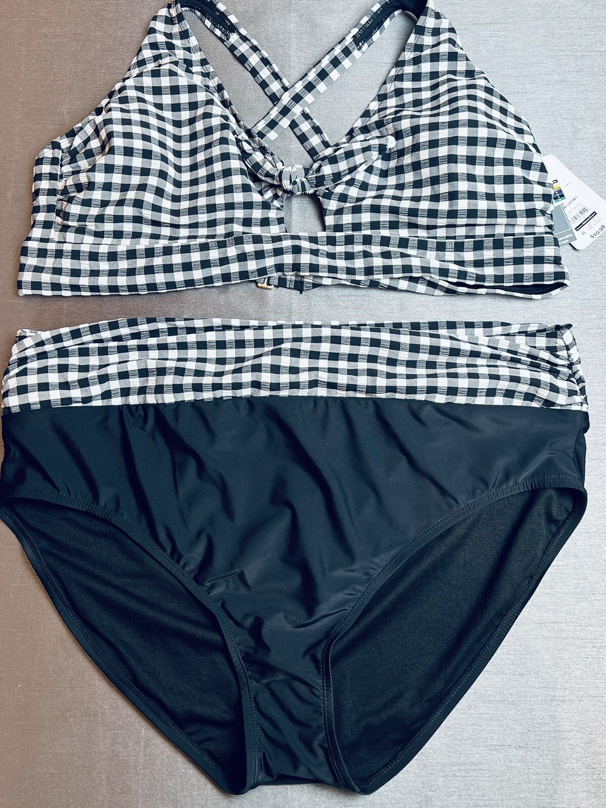 TERRA & SKY 2PC Swimsuit Plus SZ 3X Bikini Plaid