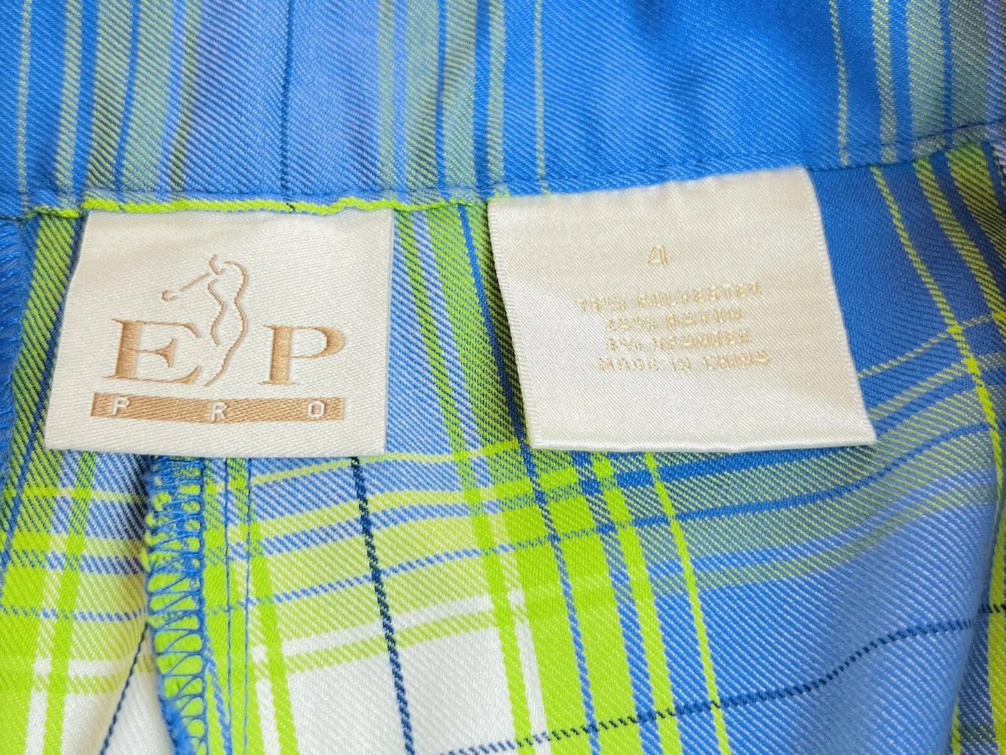 EP Pro Women’s Aqua Blue/Green Plaid Golf Shorts Size 4