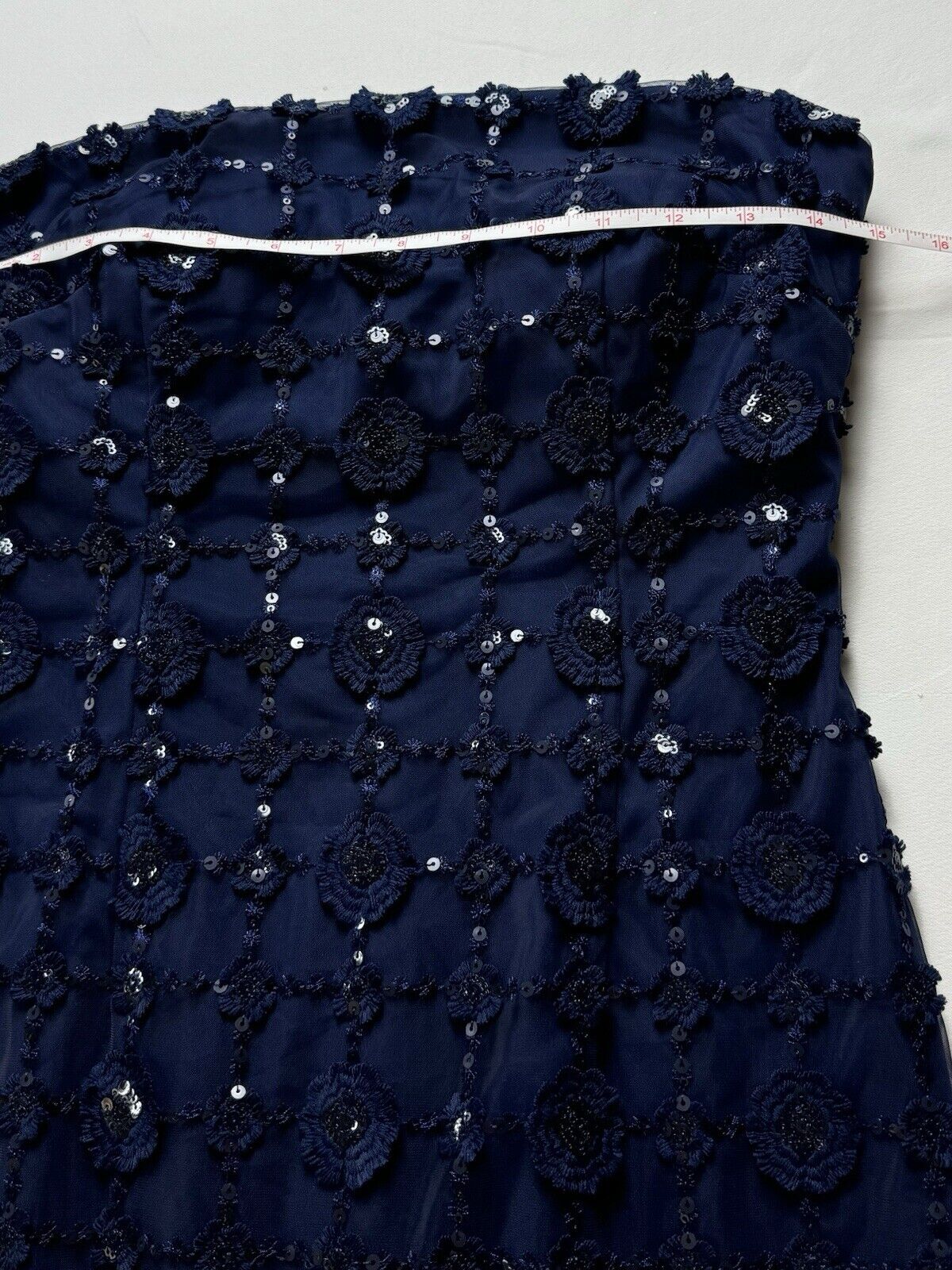 Karl Lagerfeld Navy Sequin Strapless Dress In Size 4. (04)