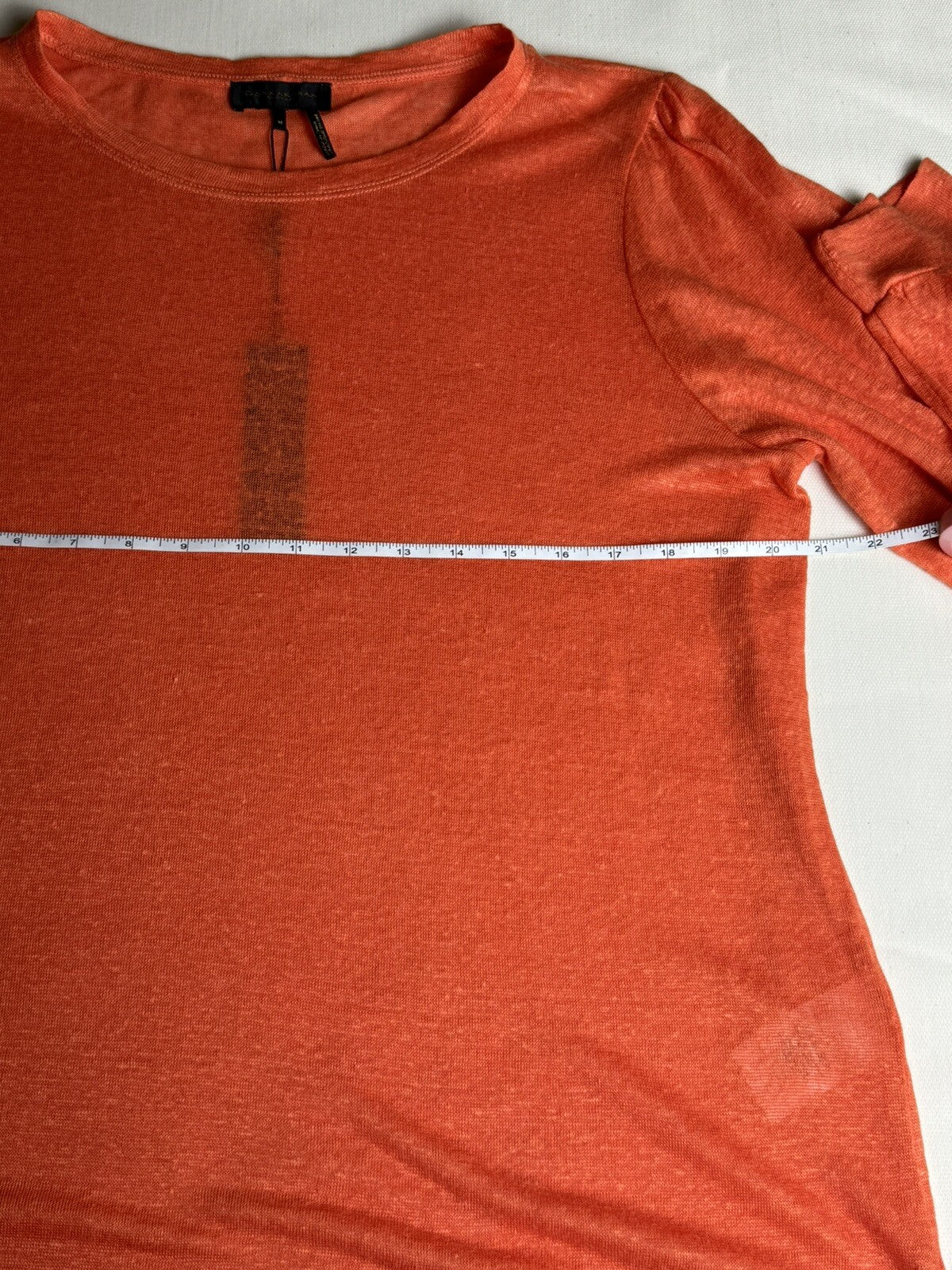 $95 Donna Karan LONG SLEEVE LINEN TOP TERRACOTA Size M. (B.67)