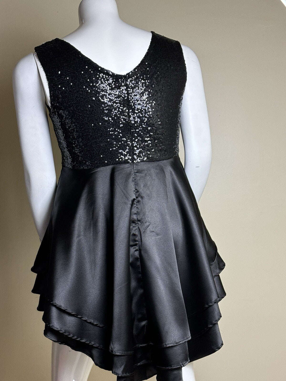 Women’s Black Sequined Satin Dress Sz XL (B.101)