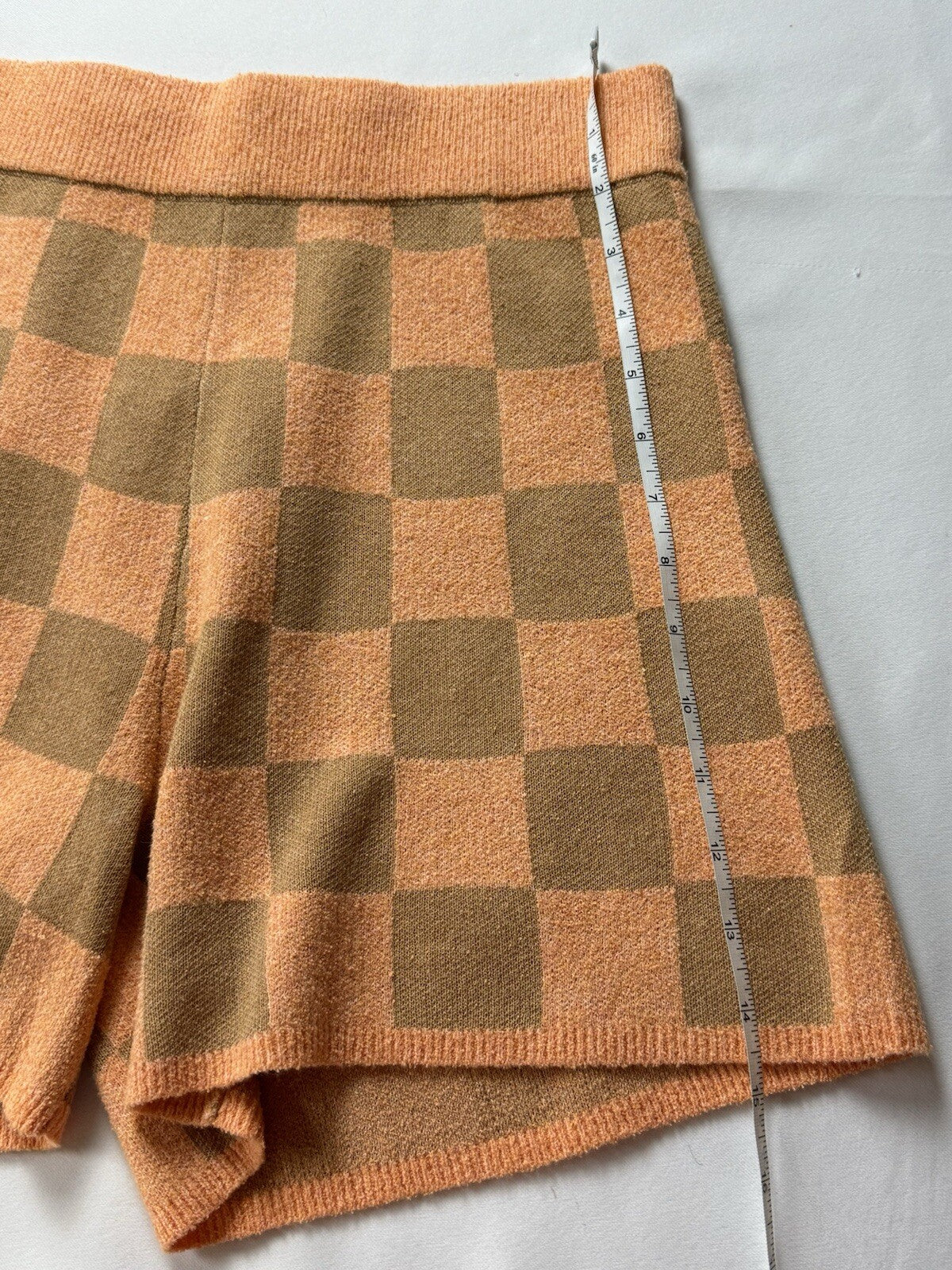 $118 UGG Women’s Maliah Sweater Shorts Orange Brown Checked Sz S. (B.103)