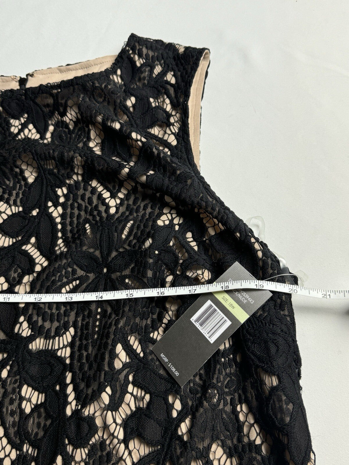 $108 Sharagano Women’s Black Size 18W Crochet Dress (B.97)