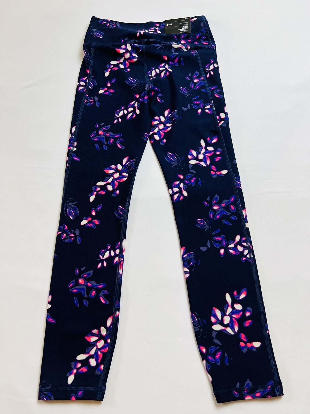 Under Armour Women’s Leggings HeatGear Hi Rise Compression Sz S Floral Black
