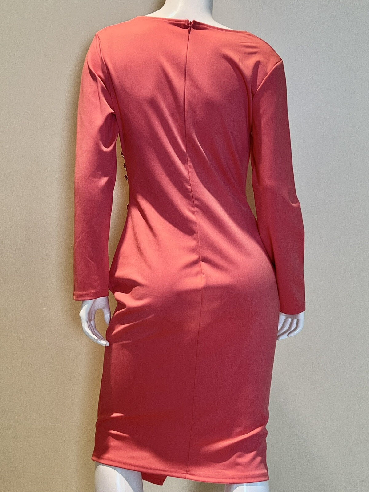 Women's Peach Color Dress Gold Bottoms Long Sleeve Sz M (7)