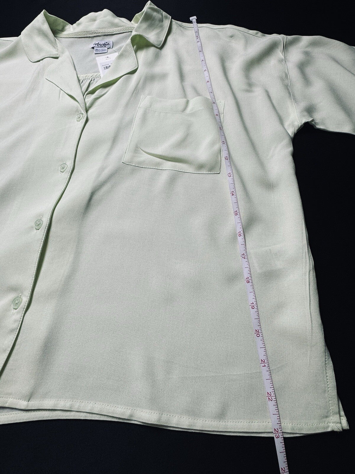 $68 SPLENDID 2-Piece Shirt Shorts Set Pajama Mint Green Sz XL. (B.81)