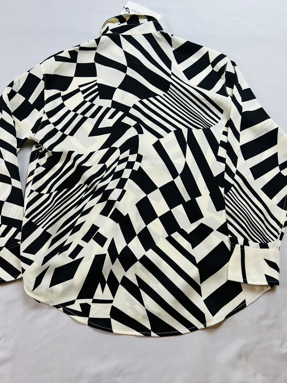 COTTON CANDY Women’s 2Pc Set Long Sleeve Shirt with Inside Top Sz S Black White