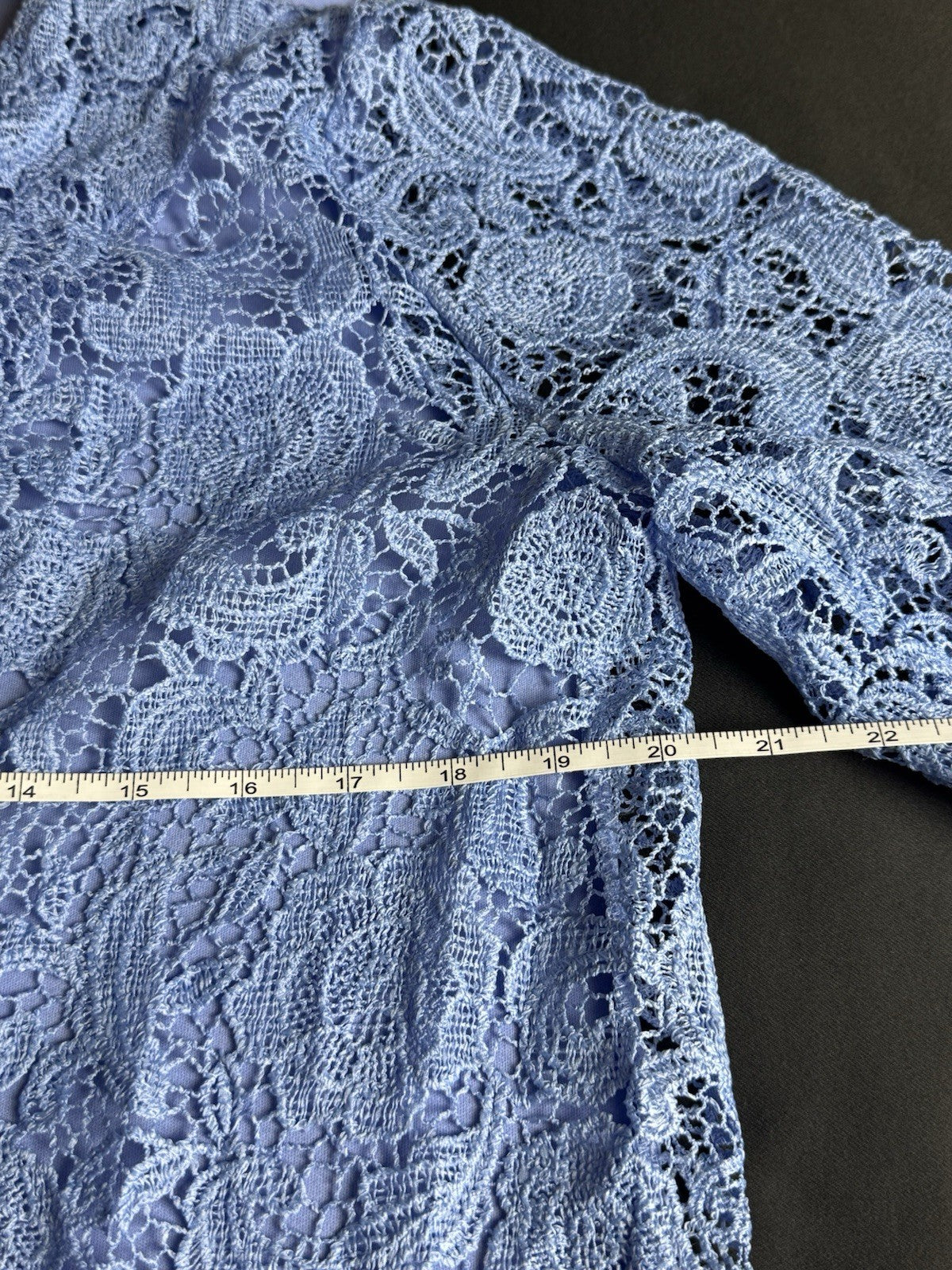 $99 Isaac Mizrahi Lace Open Front Cardigan Blue Size S. (B.172)