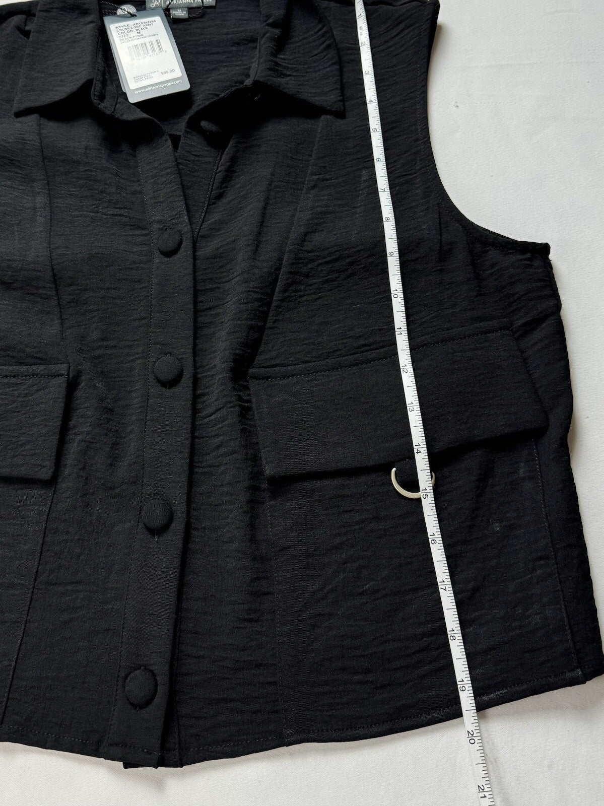 $99 ADRIANNA PAPELL Women’s Black Vest Sz M. (B.113)