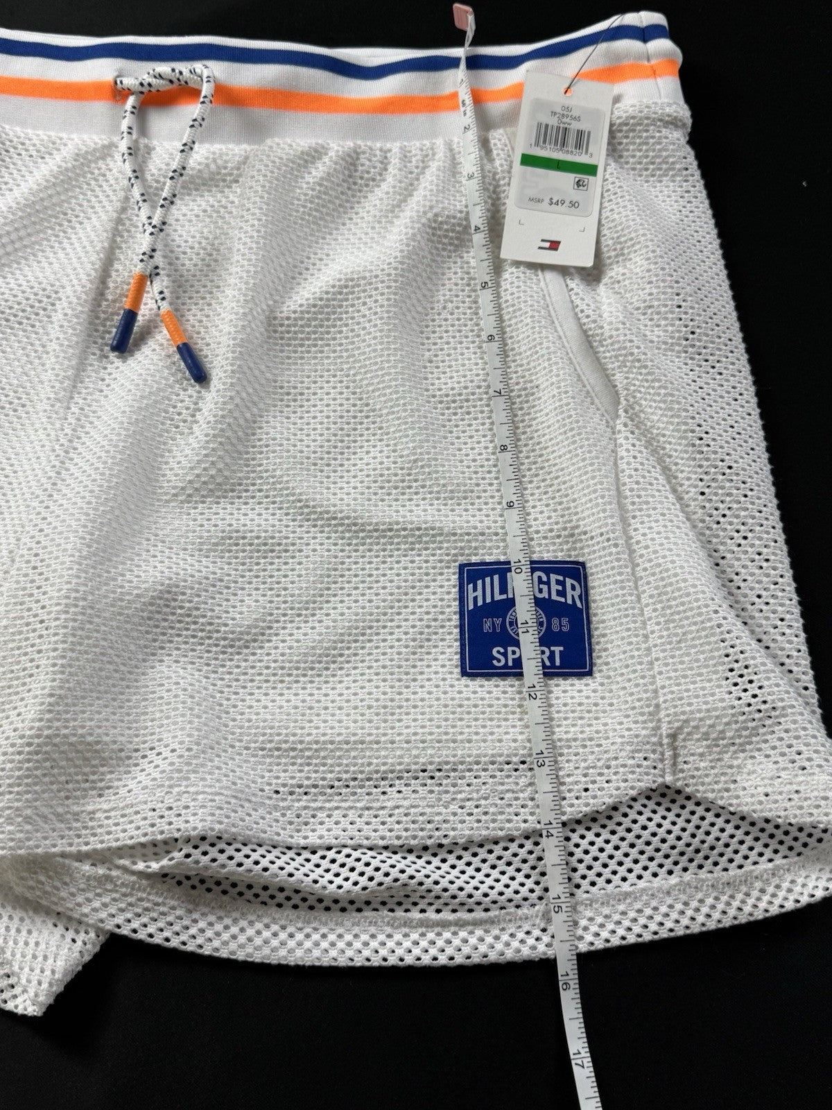 $49 Tommy Hilfiger Sport Women’s Shorts White Mesh Sz L. (B.027)