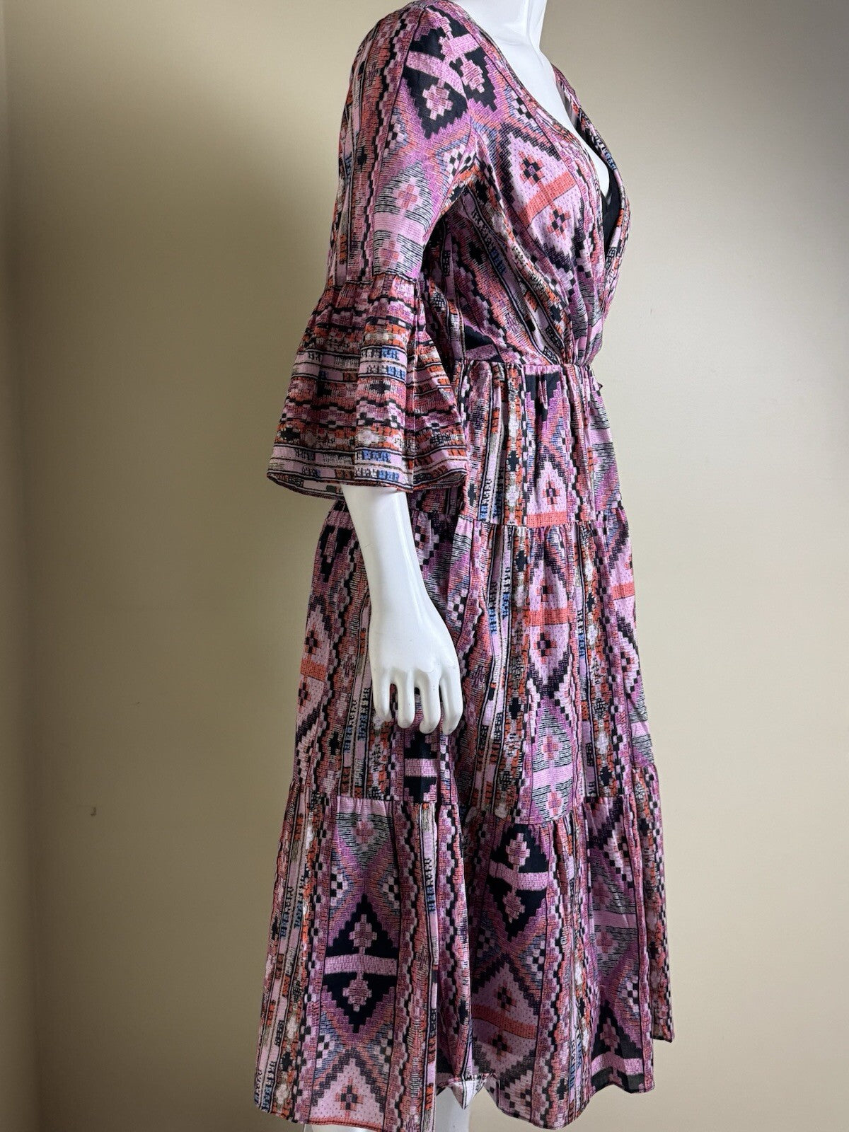 $498 Kobi Halperin Women's Pink Multi Dress Sz S (B.38)