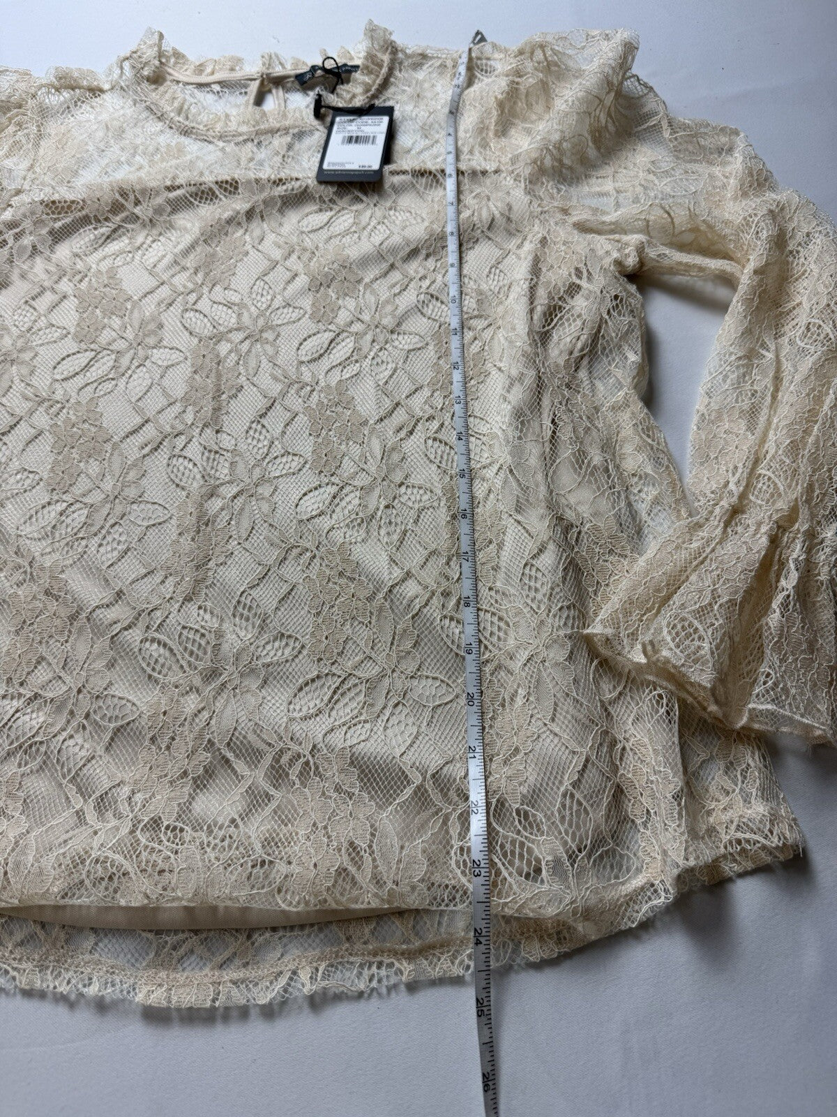 $89 Adrianna Papell Black Lace Long Sleeve Blouse Sz M. (B.141)