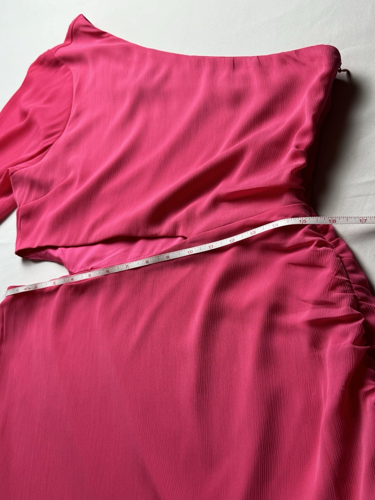 Vici Women’s One Shoulder Pink Dress w/Fringe Sz L. (B.64)