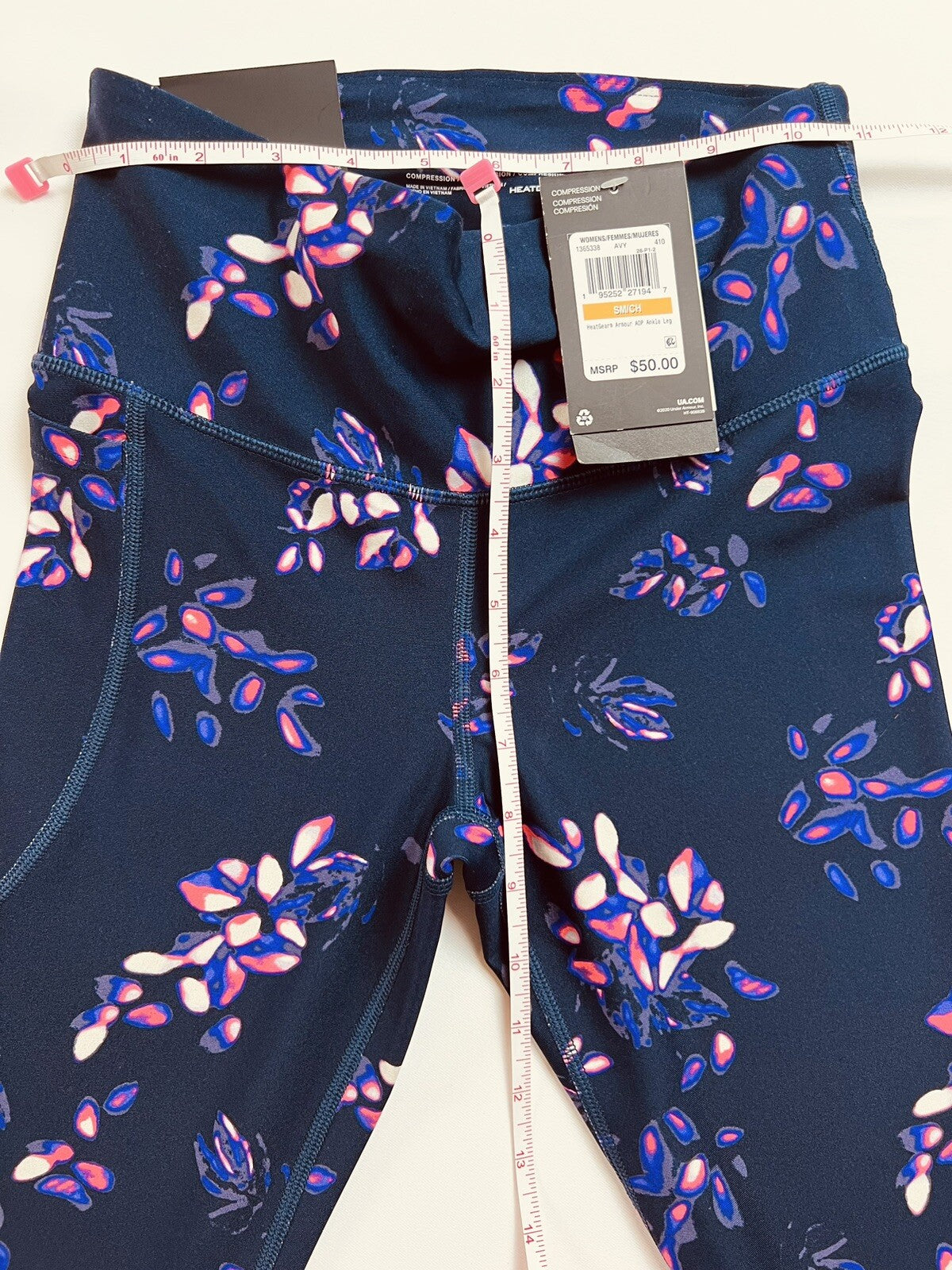 Under Armour Women’s Leggings HeatGear Hi Rise Compression Sz S Floral Black