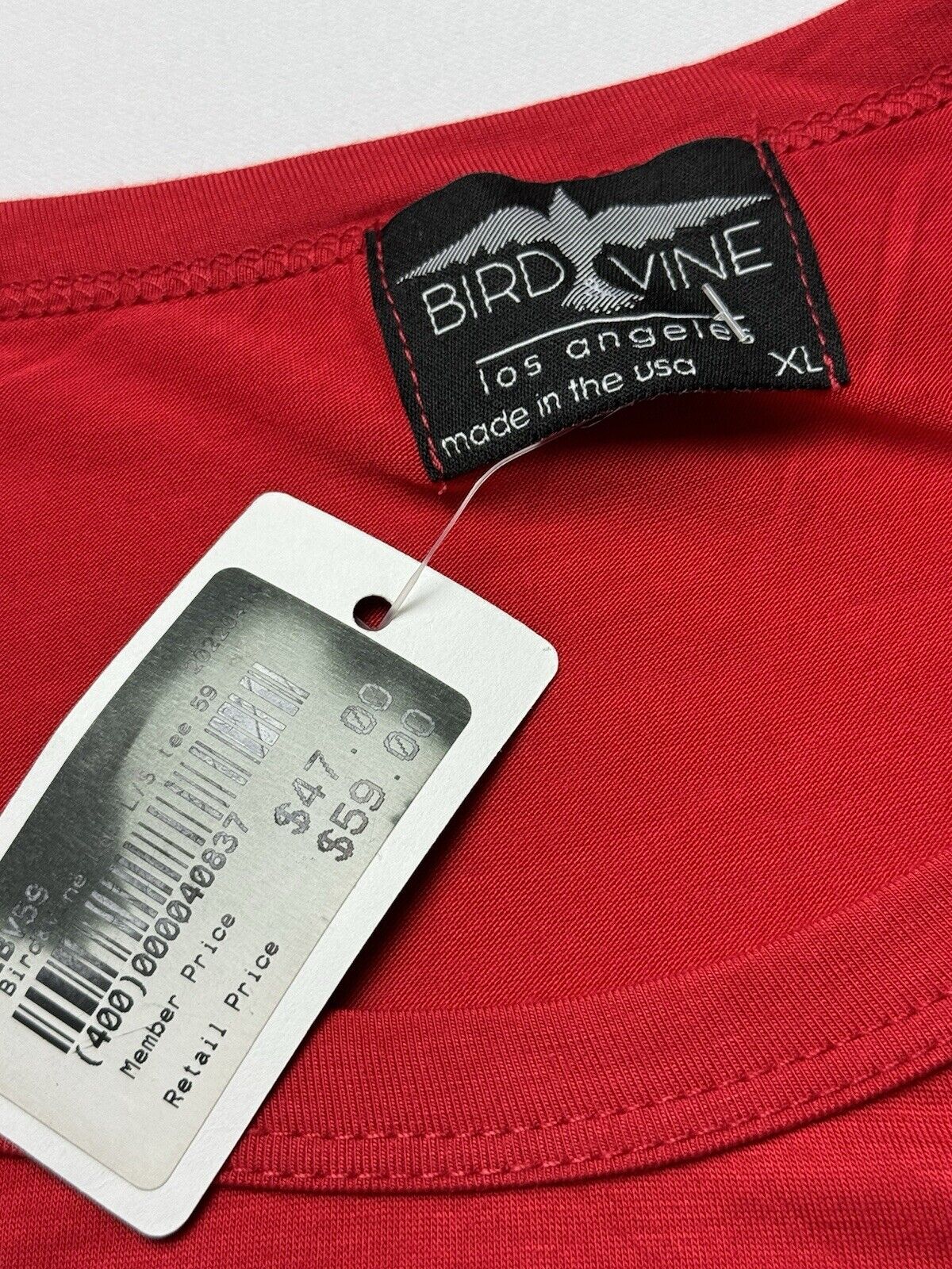BIRD & VINE Los Angeles Women’s Sz XL Long Sleeve Tennis Logo Tee Shirt. (B,89)