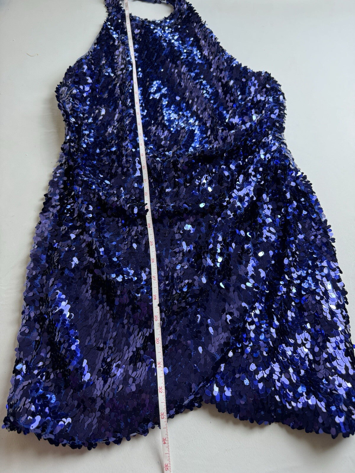 Blondie Nites Women's Modern Solid Sequin Sheath Dress in Blue Size 5 (B.64)